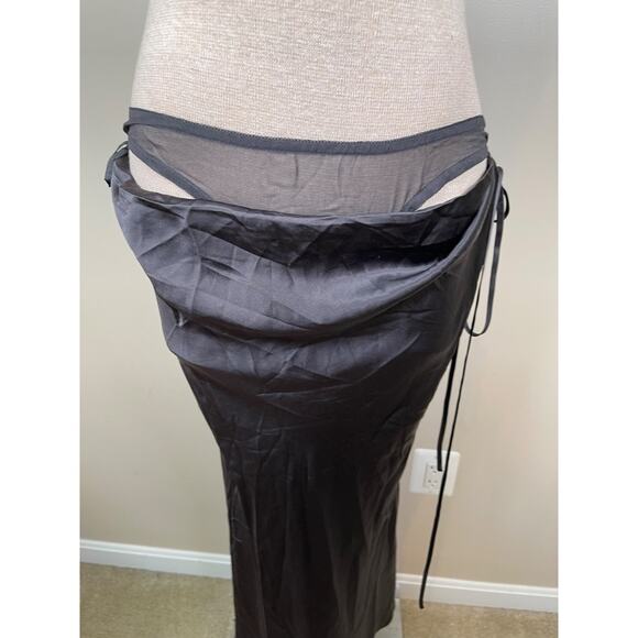 Christopher Esber Cowl Lingerie Silk Charcoal Black Maxi Skirt Size 4 - Picture 4 of 8